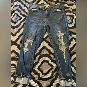 Distressed Blue Jeans